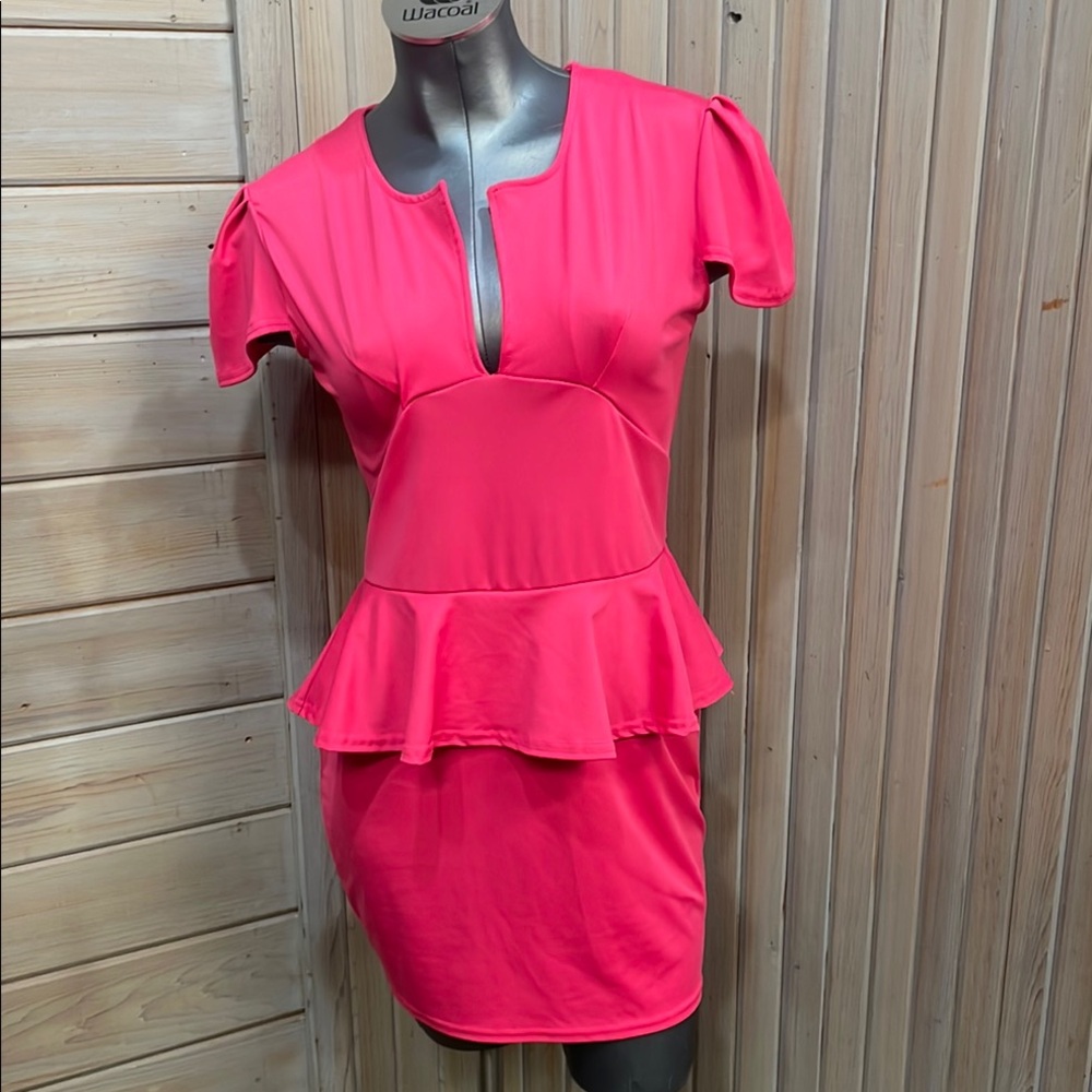 Vibrant Pink Peplum Dress